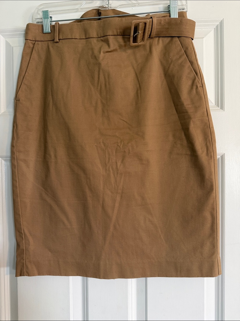 J. Crew Camel Brown Belted Pencil Skirt